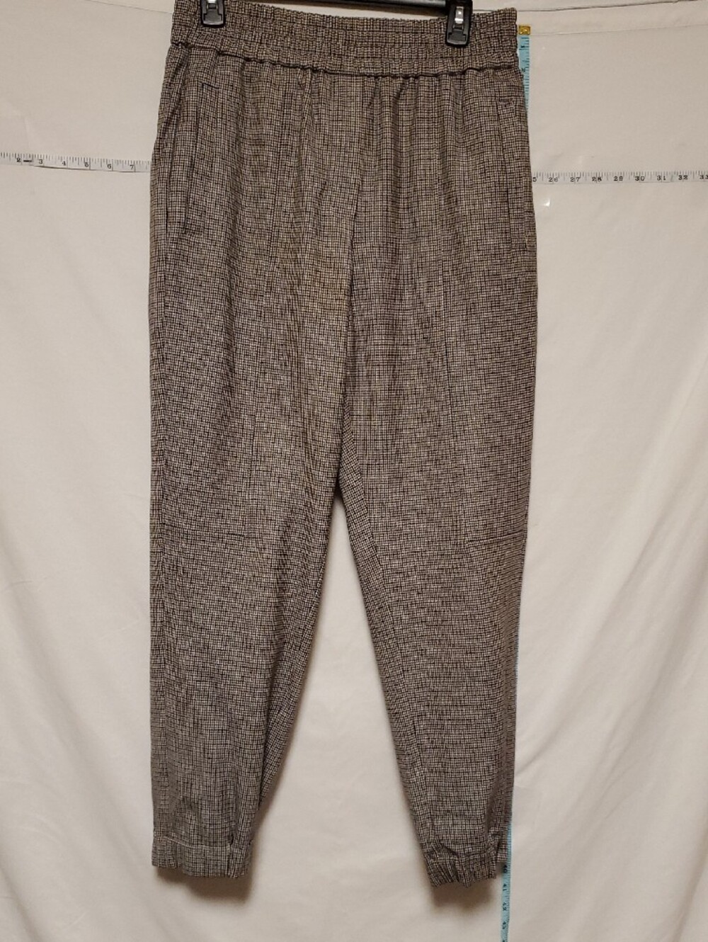Brunello Cucinelli Pull On Wool Brown Cream Houndstooth Joggers 8 Luxury Staple
